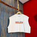 Cropped Belém (Letra de Barco) - Sem manga, Oversized 100% Algodão