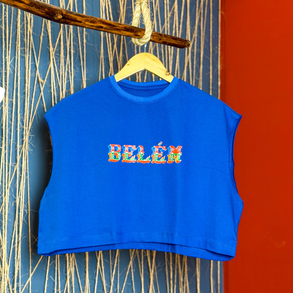 Cropped Belém (Letra de Barco) - Sem manga, Oversized 100% Algodão