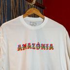 Cropped Amazônia (Letra de Barco) - com manga, Oversized 100% Algodão