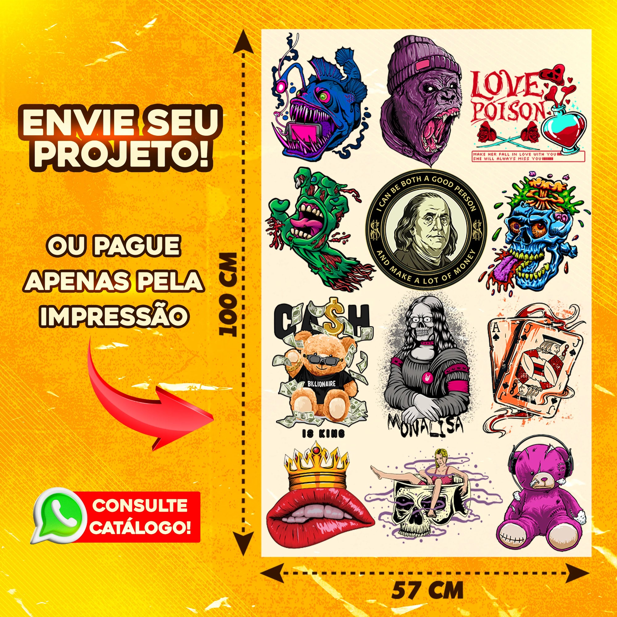 IMPRESSÃO DE ESTAMPA EM DTF 57X100 (1 METRO) - APÓS A COMPRA, ENVIAR ARTE PELO BOTÃO DO WHATSAPP OU EMAIL