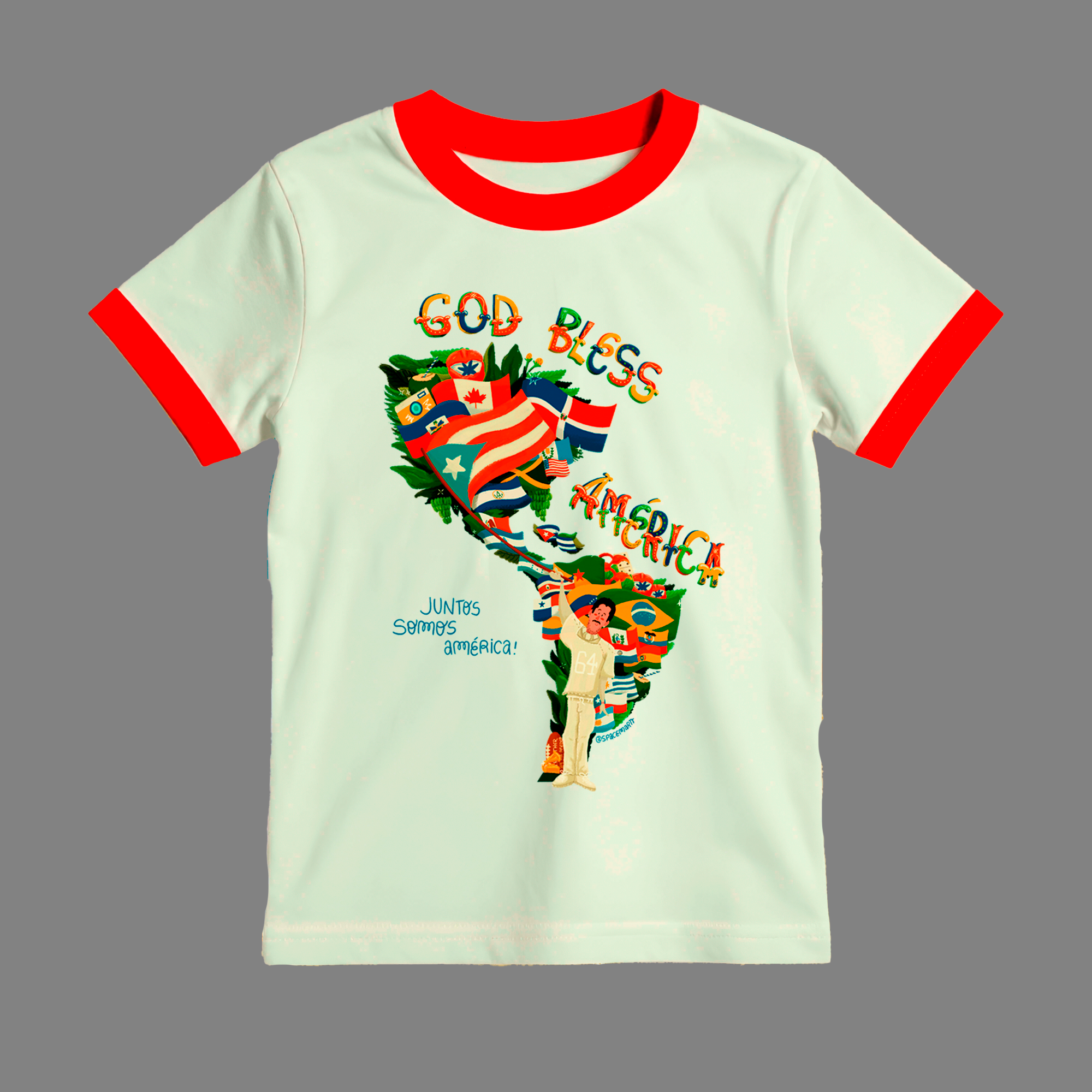 Camisa Unissex Manga Vermelha Bad Bunny