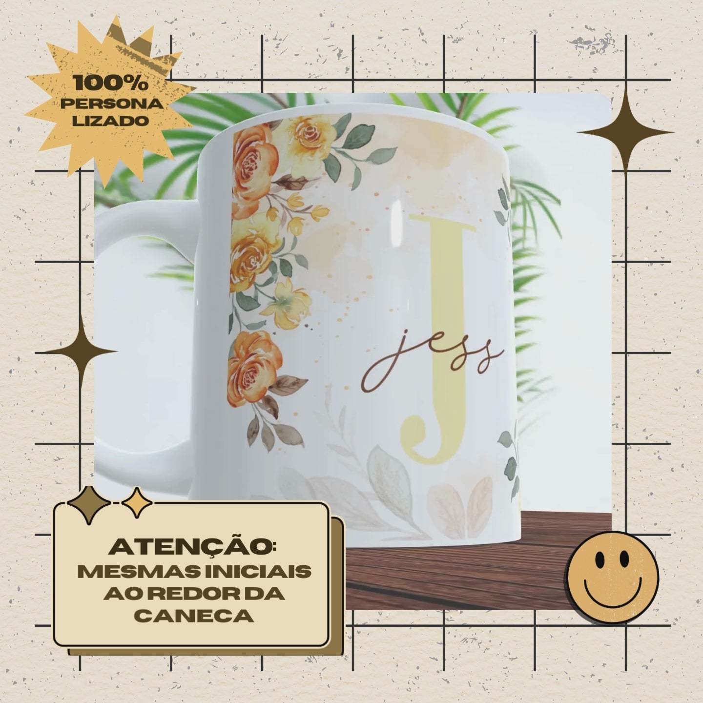 PERSONALIZE CANECA INICIAIS FLORIDAS